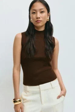 Discount Gina Tricot Turtleneck knitted top Bruin