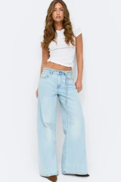 Gina Tricot Twisted wide jeans Blauw