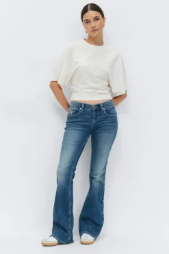 Discount Gina Tricot Ultra low bootcut jeans Blauw