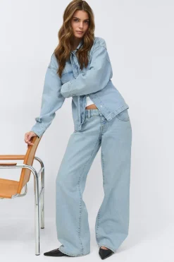 Gina Tricot Ultra low wide jeans Blauw