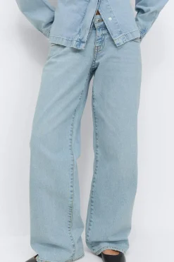 Gina Tricot Ultra low wide jeans Blauw