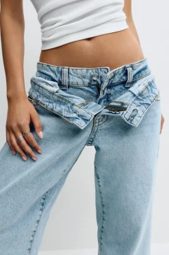 Gina Tricot Ultra low wide jeans Blauw
