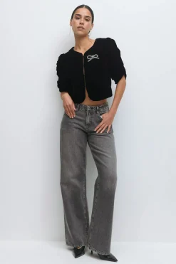 Outlet Gina Tricot Velour top Zwart
