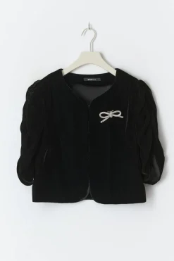 Outlet Gina Tricot Velour top Zwart