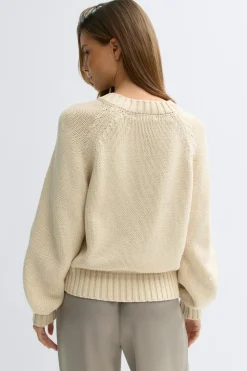 Clearance Gina Tricot V-neck knitted sweater Beige