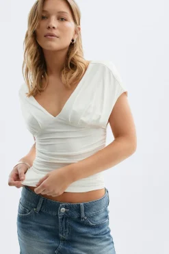 Discount Gina Tricot V-neck top Wit