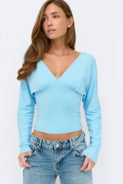 Online Gina Tricot V-neck top Blauw