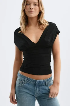 Sale Gina Tricot V-neck top Zwart