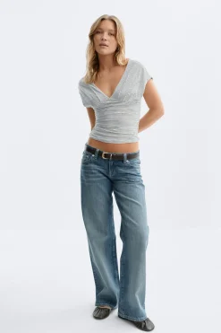 New Gina Tricot V-neck top Zwart