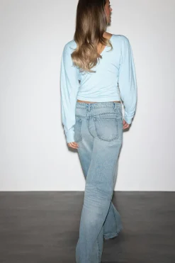 Hot Gina Tricot Waist flip wide jeans Blauw