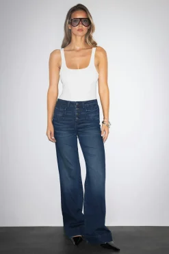 Clearance Gina Tricot Waist hug flare jeans Blauw