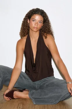 New Gina Tricot Waterfall top Bruin