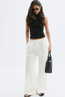 Online Gina Tricot Wide drawstring trousers Wit