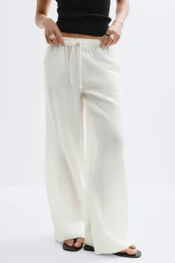 Online Gina Tricot Wide drawstring trousers Wit