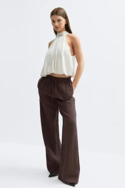 Outlet Gina Tricot Wide drawstring trousers Bruin