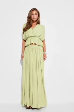 New Gina Tricot Wide maxi skirt Groen