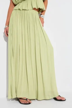 New Gina Tricot Wide maxi skirt Groen