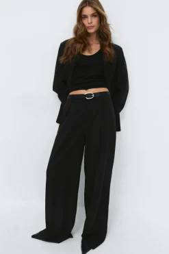 Clearance Gina Tricot Wide pleated trousers Zwart