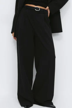 Clearance Gina Tricot Wide pleated trousers Zwart