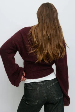 Discount Gina Tricot Wide sleeve knitted sweater Rood