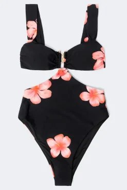 Discount Gina Tricot Wide strap swimsuit Zwart