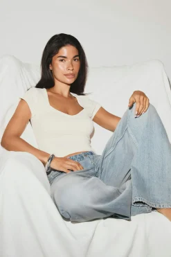 Gina Tricot Wow built-in bra top Wit