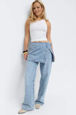 Clearance Gina Tricot Wrap denim hip skirt Blauw