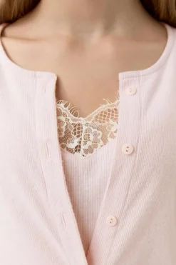 Gina Tricot Y 2 in 1 lace rib cardigan Roze