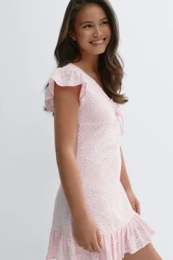 Online Gina Tricot Y broderie anglais dress Roze