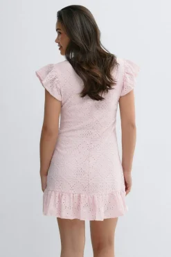 Online Gina Tricot Y broderie anglais dress Roze