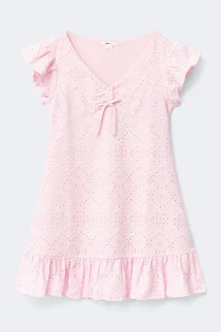 Online Gina Tricot Y broderie anglais dress Roze