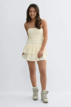 Discount Gina Tricot Y broderie anglais dress Geel