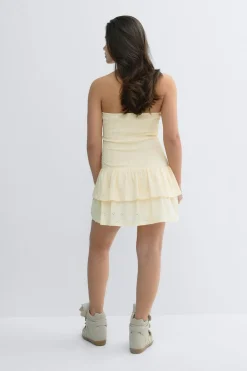 Discount Gina Tricot Y broderie anglais dress Geel