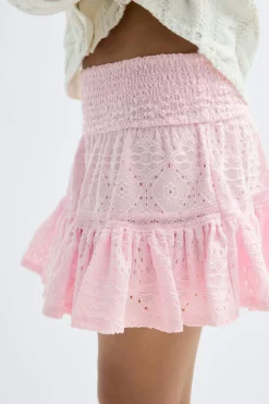 New Gina Tricot Y broderie anglais skirt Roze