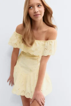 Gina Tricot Y broderie dress Geel