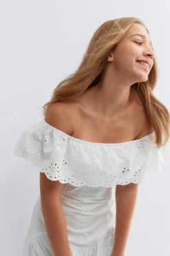 Clearance Gina Tricot Y broderie dress Wit