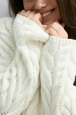 New Gina Tricot Y cable knitted cardigan Wit