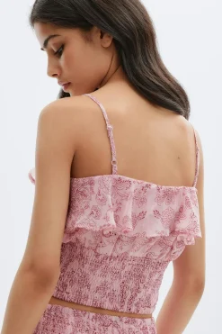 Hot Gina Tricot Y chiffon frill singlet Roze