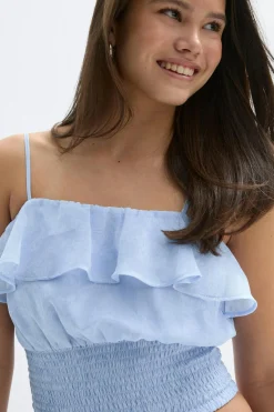 Sale Gina Tricot Y chiffon frill singlet Blauw