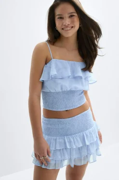 Sale Gina Tricot Y chiffon frill singlet Blauw