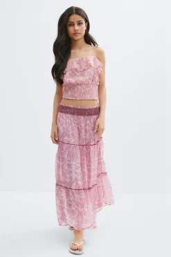 Discount Gina Tricot Y chiffon maxi skirt Roze