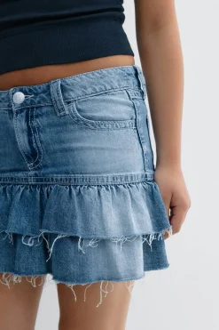 Clearance Gina Tricot Y denimdoll frill skirt Blauw