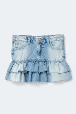 New Gina Tricot Y denimdoll frill skirt Blauw