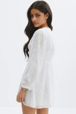 Hot Gina Tricot Y embroidery dress Wit