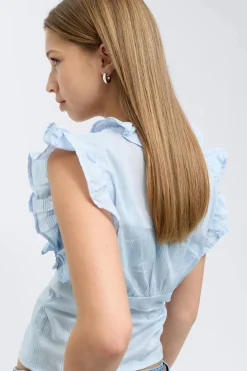 Gina Tricot Y fitted short sleeve top Blauw