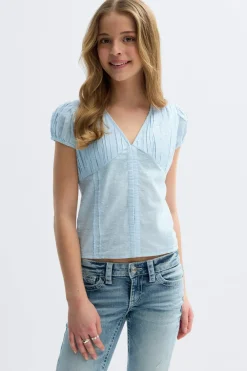 Sale Gina Tricot Y fitted short sleeve top Blauw