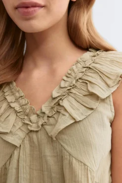 Discount Gina Tricot Y frill top Groen
