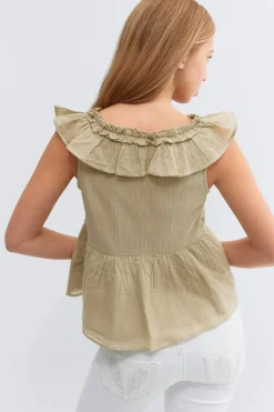 Discount Gina Tricot Y frill top Groen