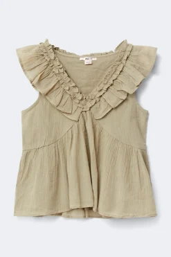 Discount Gina Tricot Y frill top Groen
