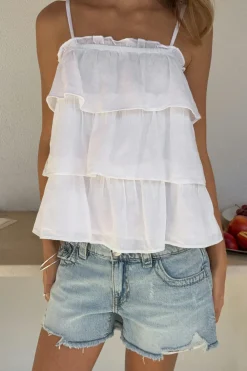 Clearance Gina Tricot Y frill top Wit
